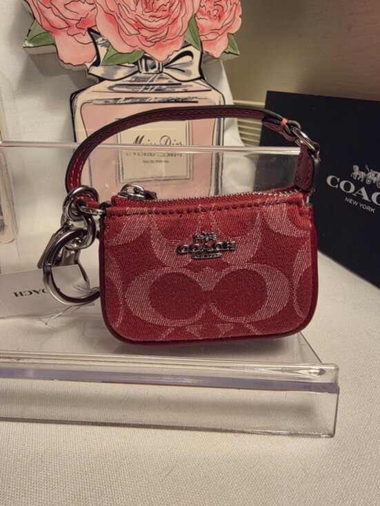 Handbags - Coach Signature Mini Nolita Bag Charm in signature DENIM Silver/true Red NWT